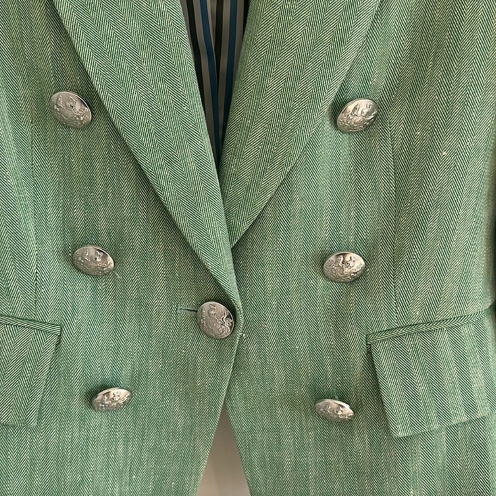 Veronica Beard Mint Green Double-Breasted Blazer - Picture 4 of 9